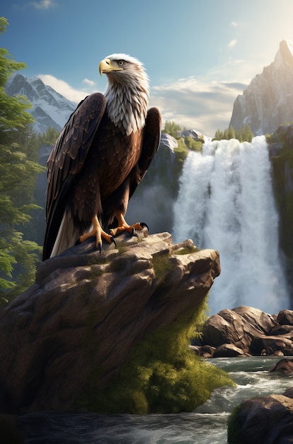 Retrato de águila en 3D