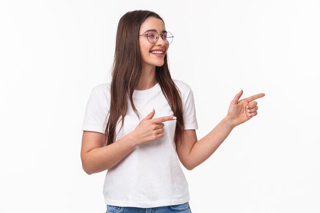 retrato, de, alegre, joven, estudiante femenino