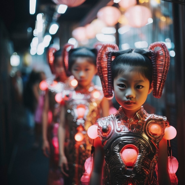 Foto gratuita retrato de alta tecnología de una chica joven con estilo futurista