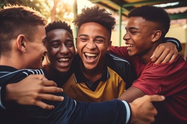 Retrato de amigos hombres compartiendo un momento afectuoso de amistad