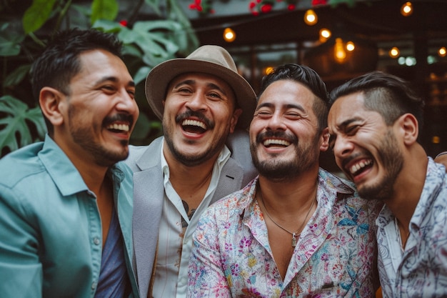 Retrato de amigos hombres compartiendo un momento afectuoso de amistad