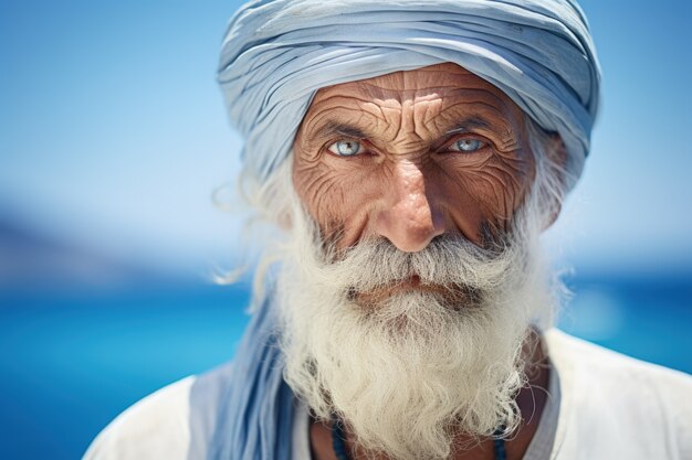 Retrato de un anciano en vista frontal