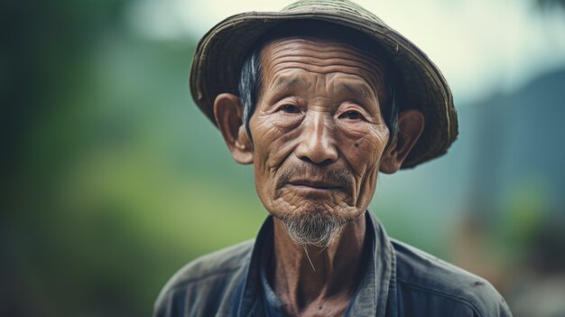 Retrato de un anciano en vista frontal