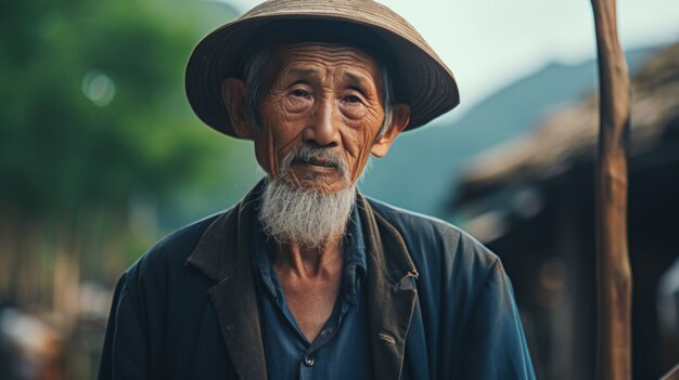 Retrato de un anciano en vista frontal