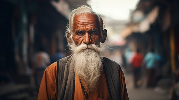 Retrato de un anciano en vista frontal