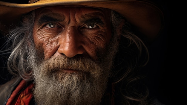 Retrato de un anciano en vista frontal