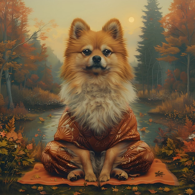 Retrato de un animal meditando y practicando la atención plena en estilo de arte digital