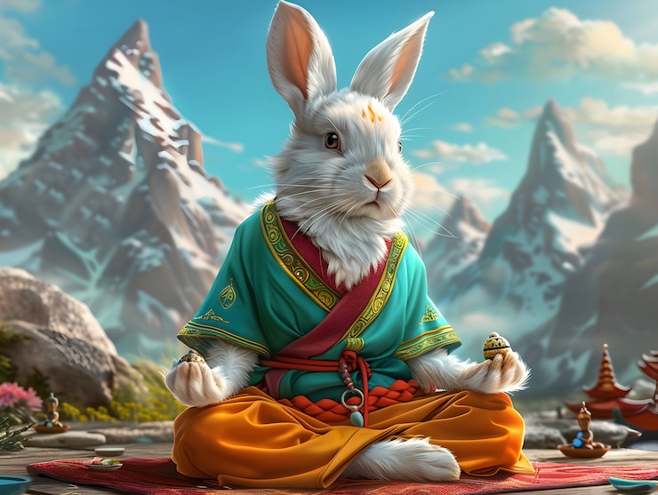 Foto gratuito retrato de un animal meditando y practicando la atención plena en estilo de arte digital