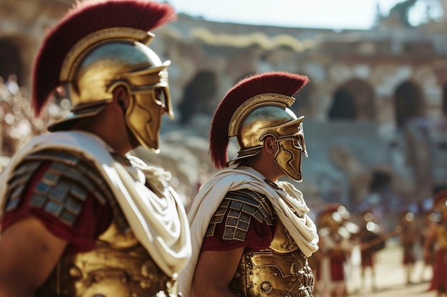 Foto gratuita retrato de los antiguos gladiadores romanos