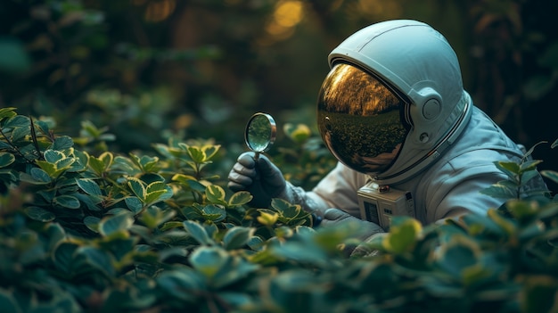 Foto gratuita retrato de un astronauta en traje espacial haciendo una actividad humana regular