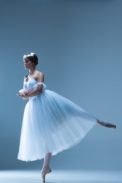 Foto gratuita retrato de la bailarina en azul