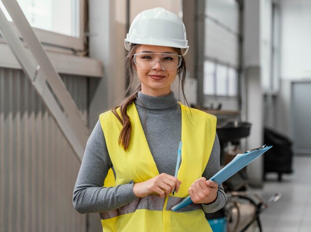 Retrato de una bella mujer ingeniera