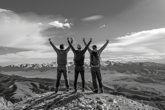 Foto gratuita retrato en blanco y negro de amigos