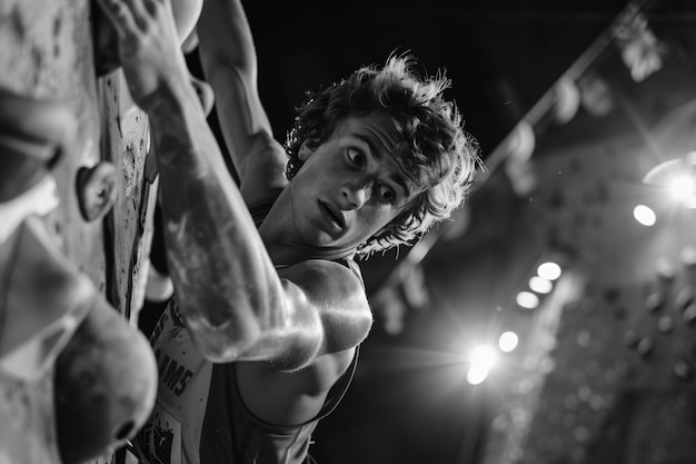 Foto gratuita retrato en blanco y negro de un atleta que participa en los deportes del campeonato olímpico