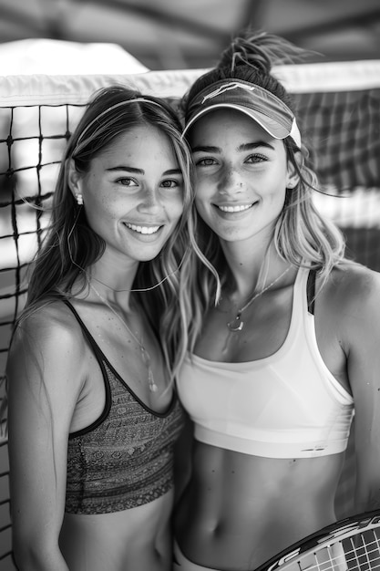 Foto gratuita retrato en blanco y negro de un jugador de tenis profesional