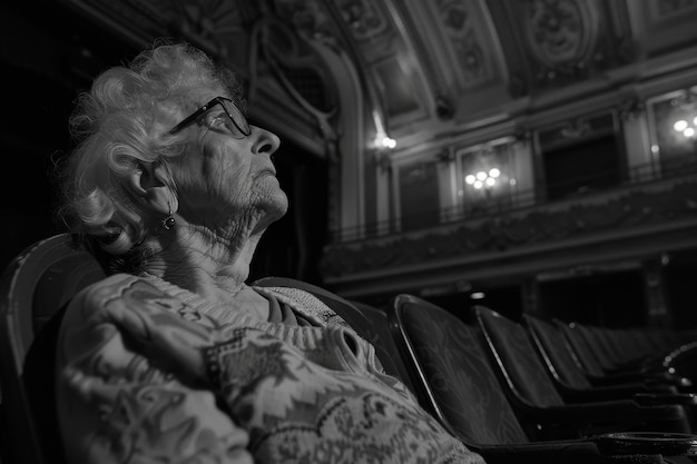 Retrato en blanco y negro de una mujer triste