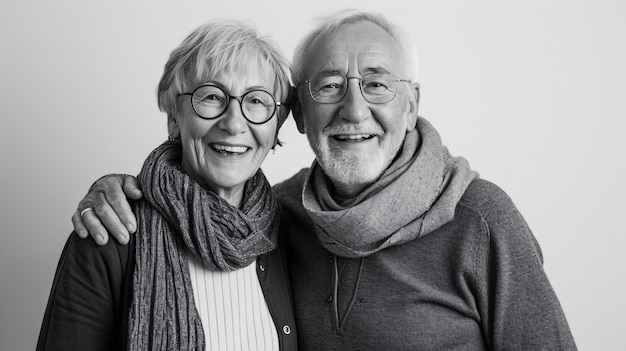 Retrato en blanco y negro de una pareja que muestra vulnerabilidad y auto-aceptación.