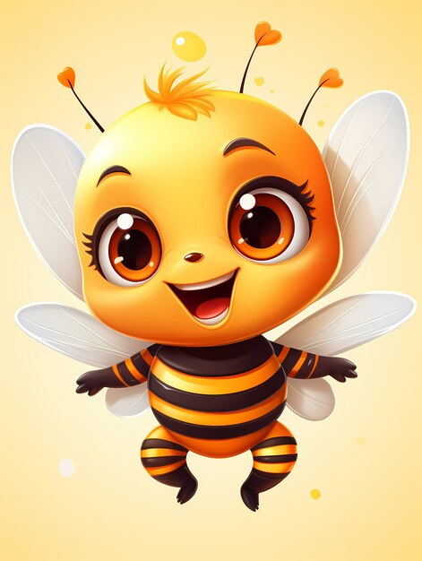 Retrato de una bonita abeja animada