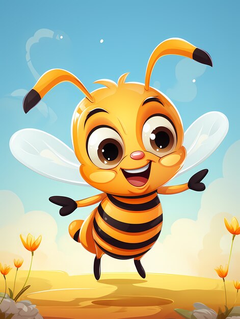 Retrato de una bonita abeja de dibujos animados