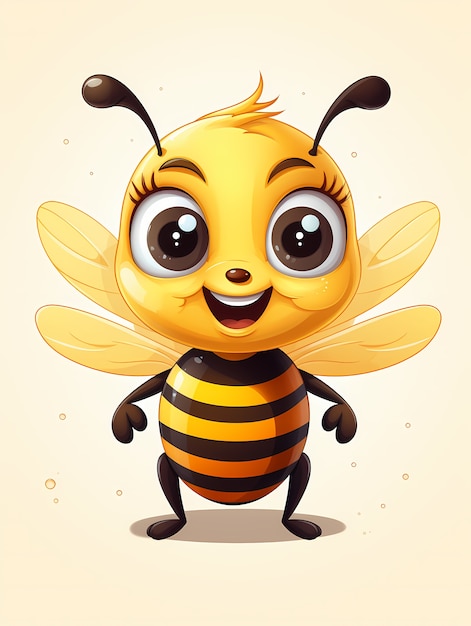 Retrato de una bonita abeja de dibujos animados