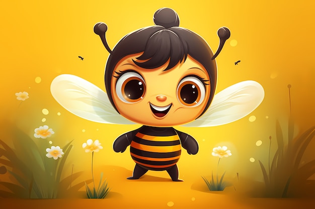 Foto gratuita retrato de una bonita abeja de dibujos animados