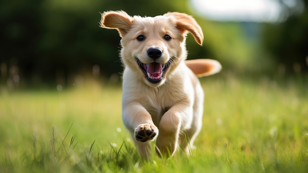 Un retrato captura a un perro corriendo por la hierba verde mostrando su distinta personalidad y apariencia física