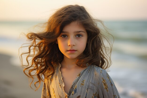 Retrato de una chica joven en la playa