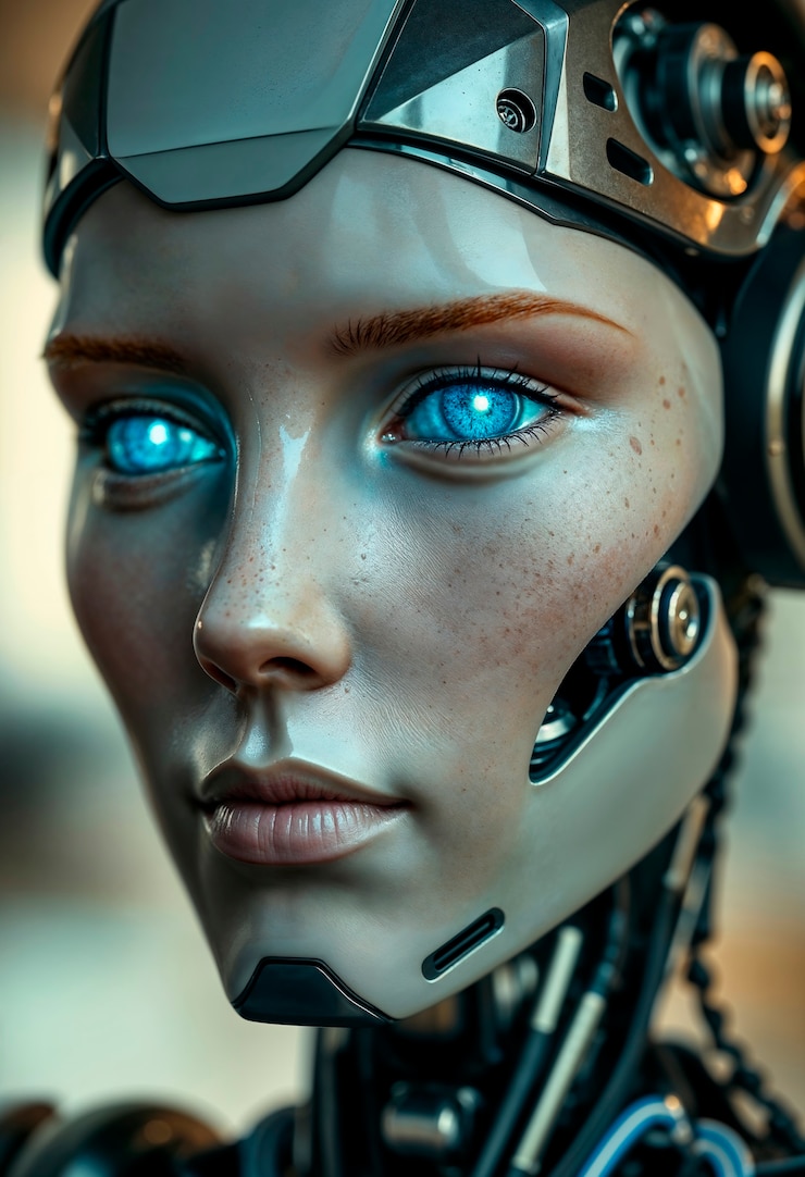Foto gratuito el retrato de la ciencia ficción del robot