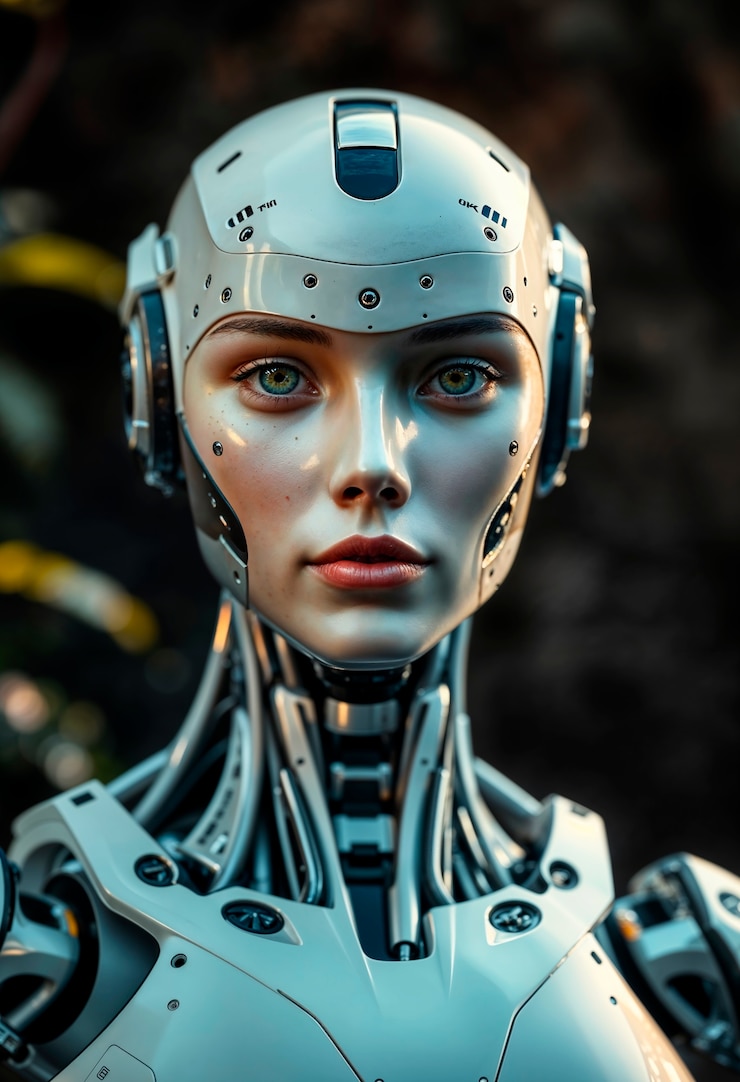 Foto gratuito el retrato de la ciencia ficción del robot