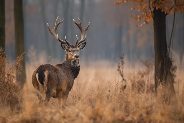 Retrato de un ciervo en la naturaleza Ai generativo