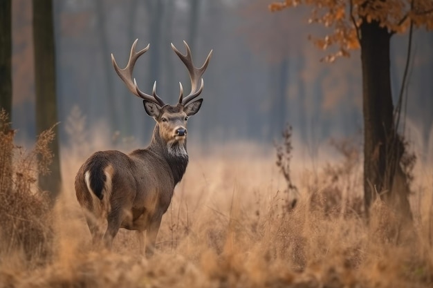 Retrato de un ciervo en la naturaleza Ai generativo