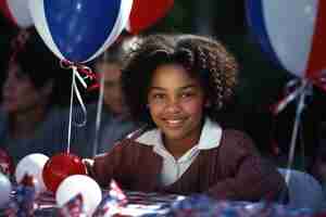 Foto gratuita retrato cinematográfico de personas celebrando el día de la independencia de los estados unidos, una fiesta nacional