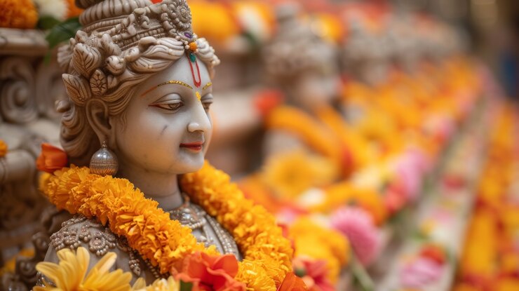Foto gratuito retrato de color vivo de una mujer en la celebración de navratri