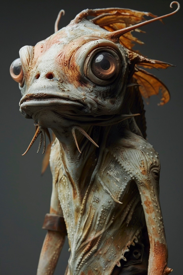 Foto gratuito retrato de una criatura marina masculina surrealista