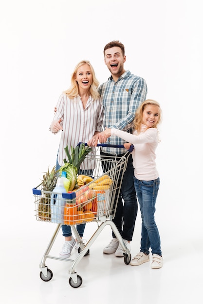 Foto gratuita retrato de cuerpo entero de una familia alegre