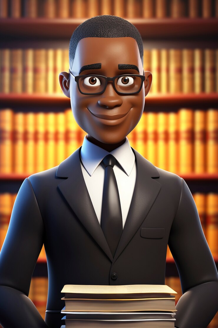 Foto gratuito retrato de dibujos animados en 3d de una persona que practica una profesión relacionada con el derecho