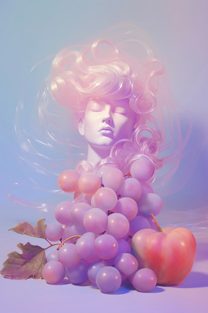 Foto gratuita retrato digital con uvas