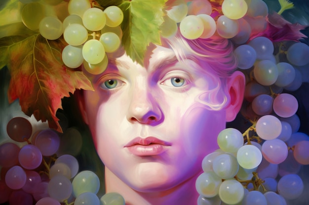 Retrato digital con uvas
