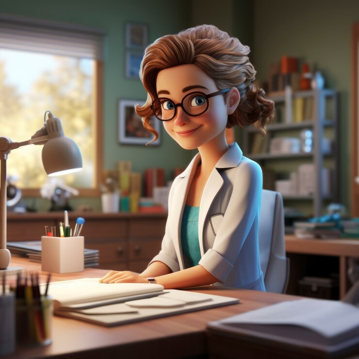 Foto gratuito retrato de una doctora en 3d