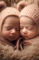 Foto gratuita retrato de dos adorables bebés recién nacidos