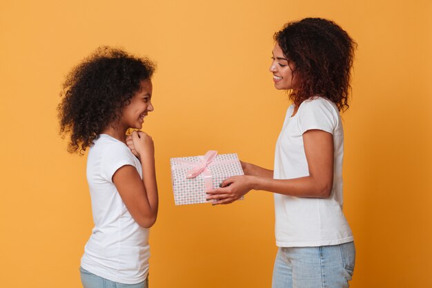 Retrato de dos hermanas afroamericanas sonrientes