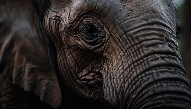 Retrato de elefante en primer plano muestra una belleza arrugada generada por IA