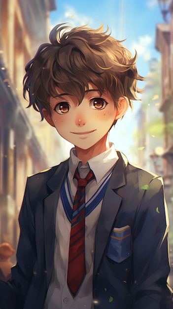 Foto gratuita retrato de estilo anime de un joven estudiante que asiste a la escuela