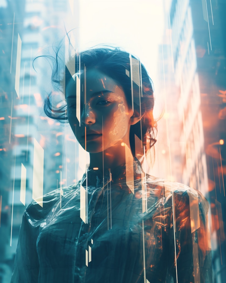 Foto gratuito retrato de estilo de arte digital de una mujer adulta