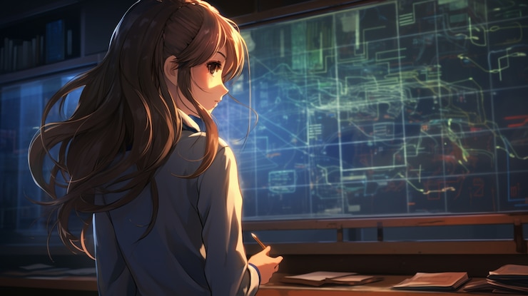 Foto gratuito retrato de un estudiante en estilo anime que asiste a la escuela