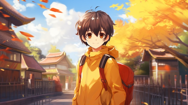 Foto gratuita retrato de un estudiante en estilo anime que asiste a la escuela