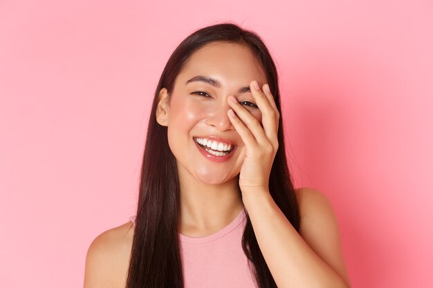 Retrato, expresiva, mujer joven