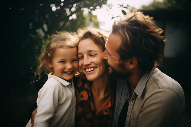 Retrato de una familia afectuosa y amorosa