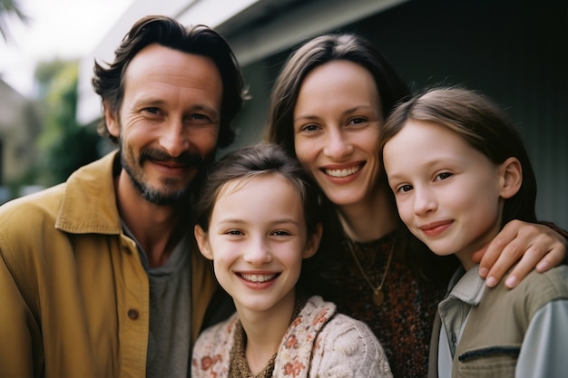 Foto gratuita retrato de una familia afectuosa y amorosa