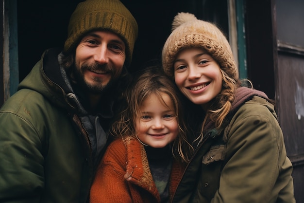 Retrato de una familia afectuosa y amorosa